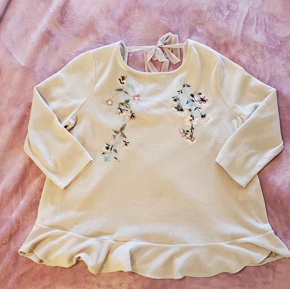 Lauren Conrad Ivory Peplum Sweater